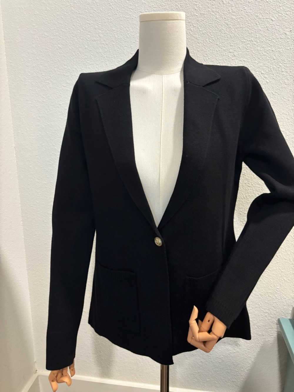 Tahari Black Single-Button Women's Knit Blazer M